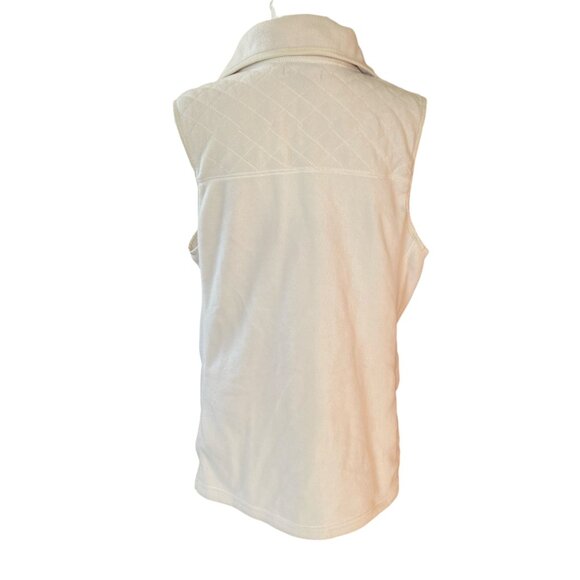 Chaps women's large cream sleeveless collared zip up stretchy soft fleece vest - Picture 4 of 10